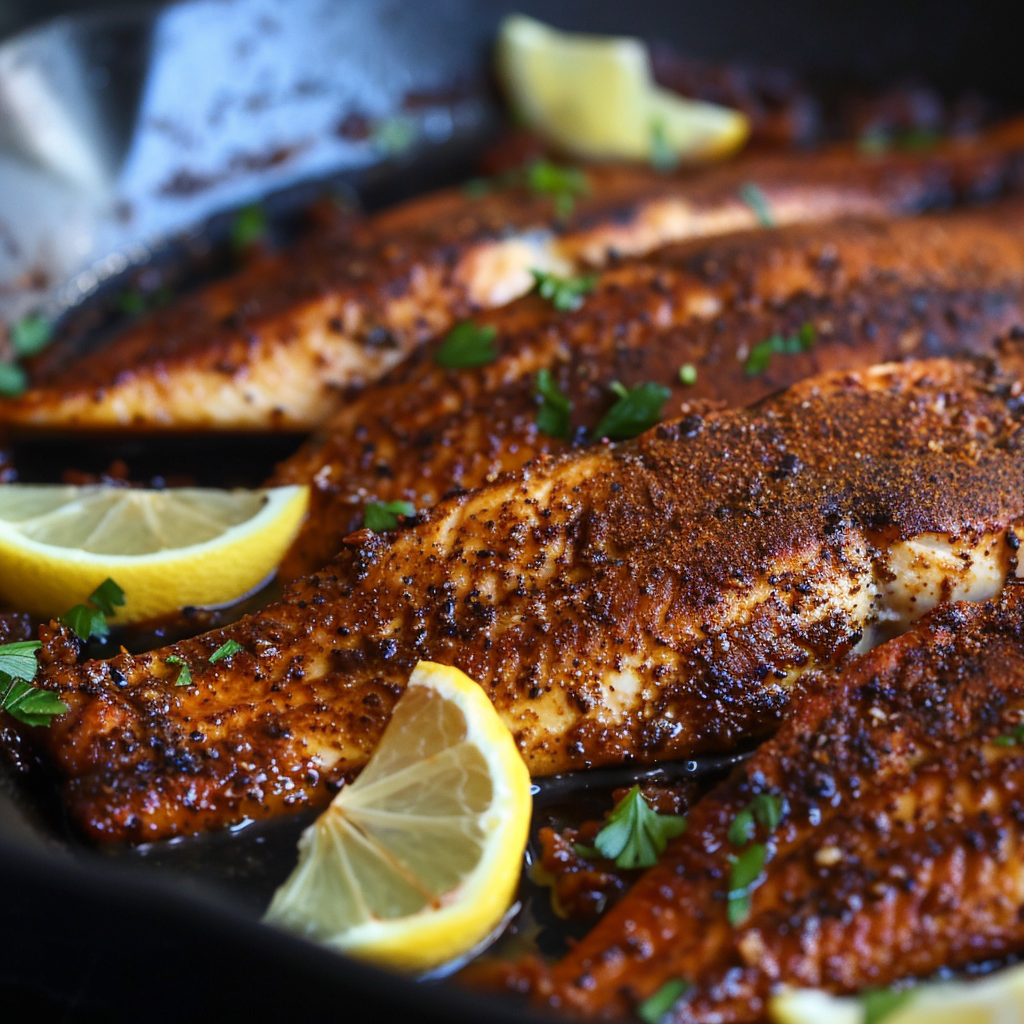 Cajun-Spiced Blackened Catfish with Lemon-Dill Sauce