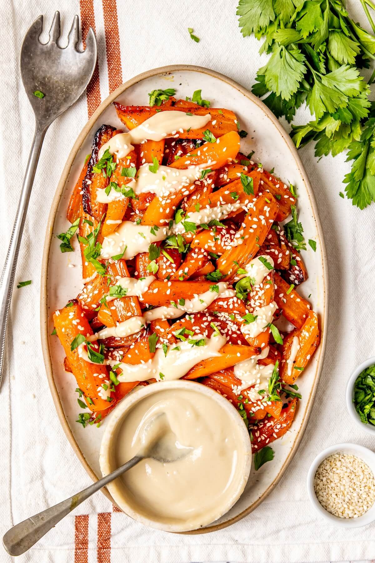 Miso-Roasted Carrots with Tahini Drizzle