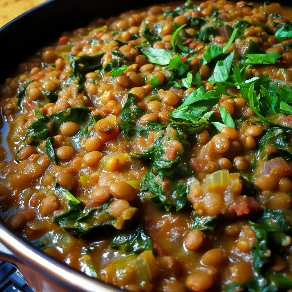 One-Pot Coconut Lentil Stew with Spinach