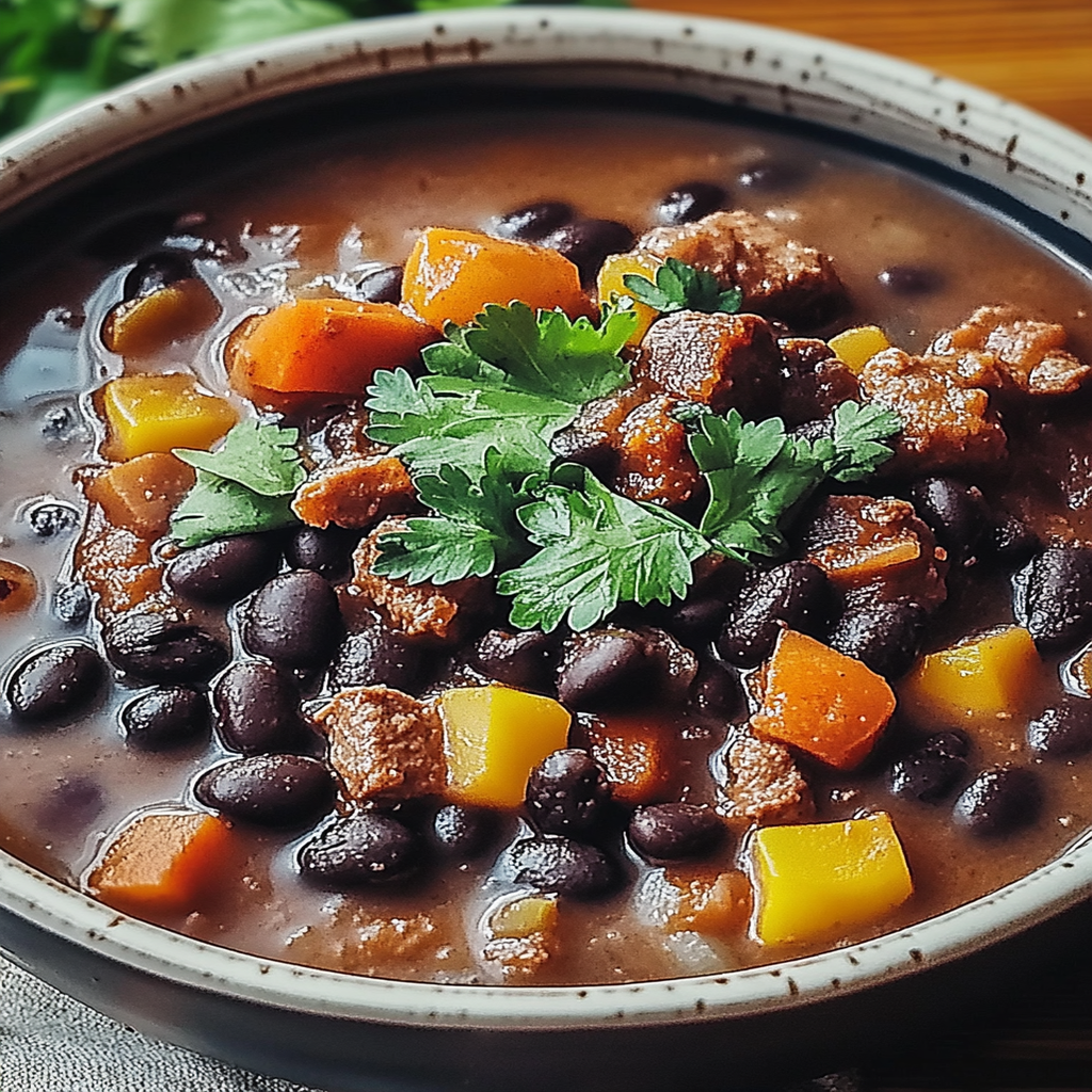 Miso-Caramelized Onion and Black Bean Stew