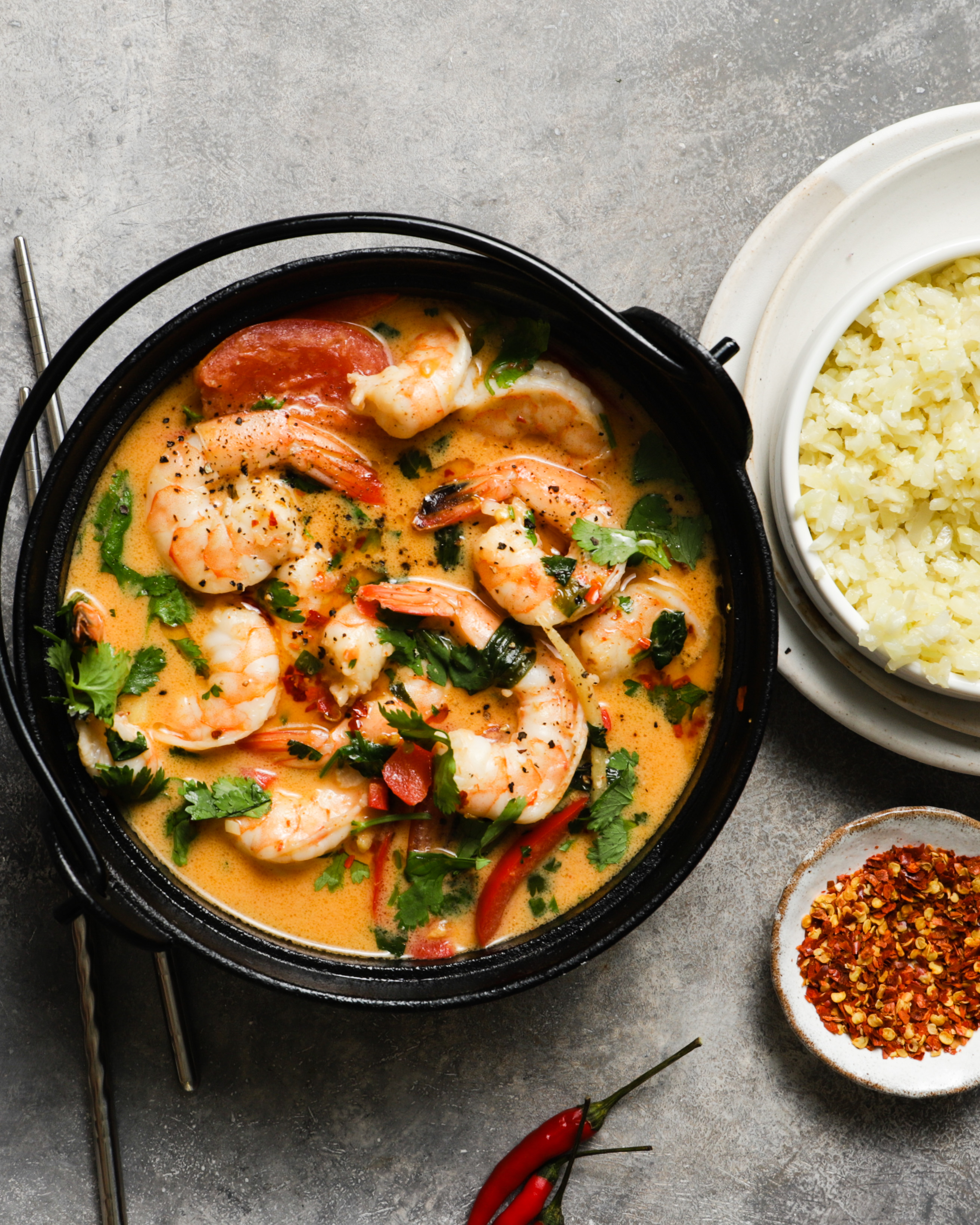 One-Pot Coconut Curry Rice with Shrimp and Vegetables