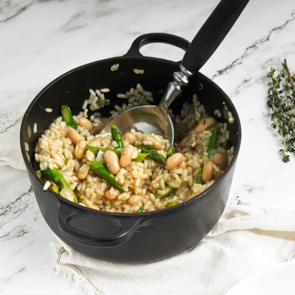 Marbled Black Bean and White Bean Risotto