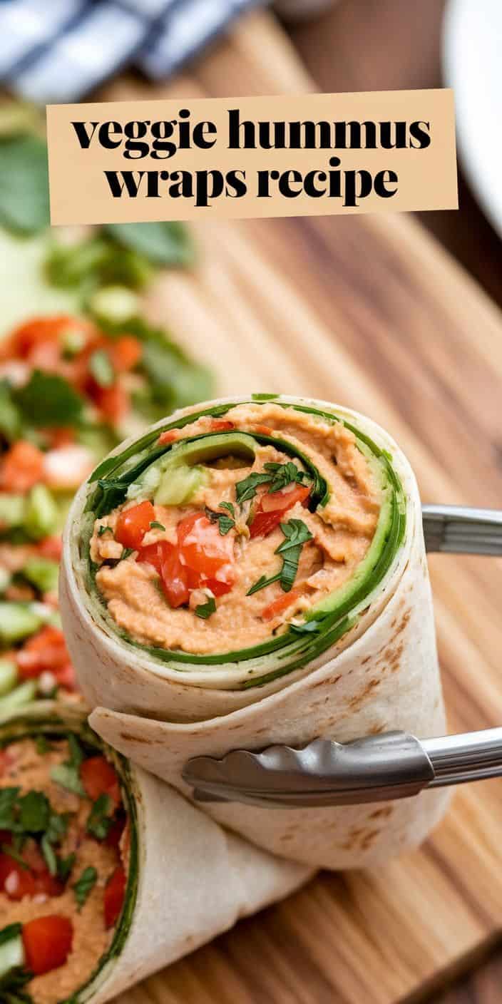 Veggie-Packed Hummus Wraps with Cucumber Sticks