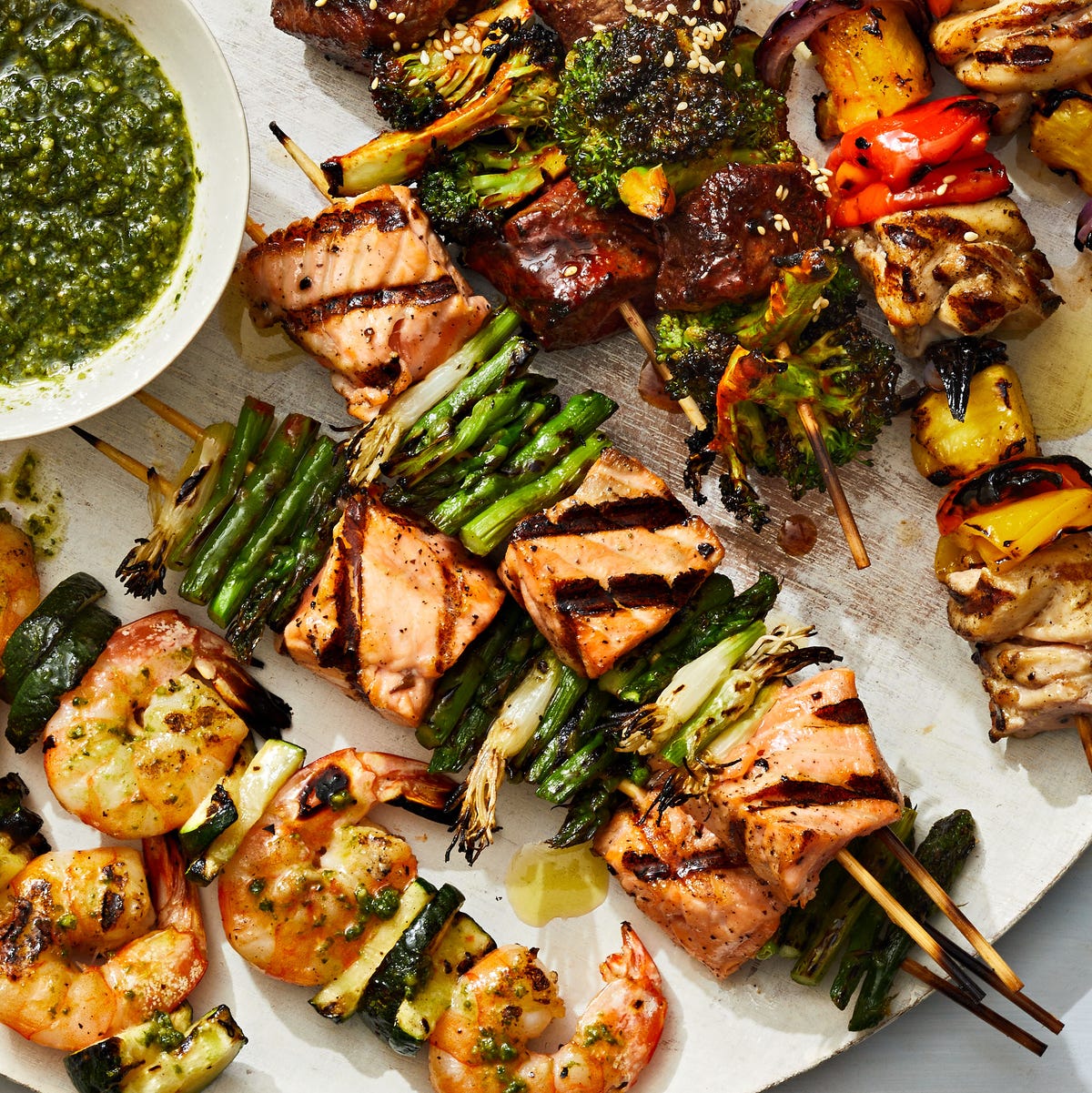 Half & Half Salmon & Asparagus Skewers