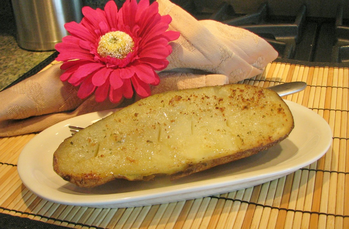 Half-Baked Garlic Butter Baked Potatoes