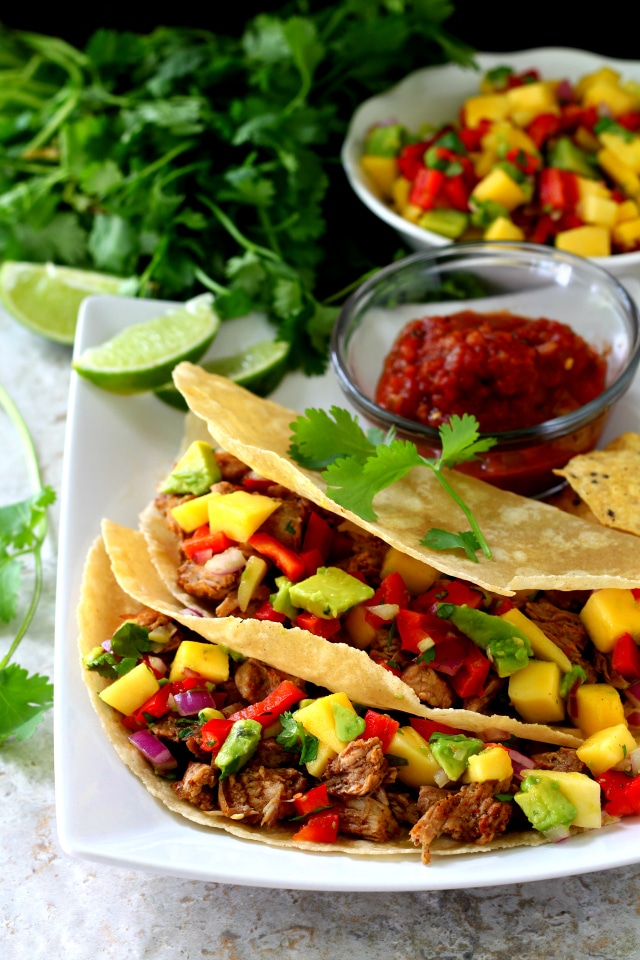 Slow-Cooker Spiced Pork Carnitas with Avocado Salsa