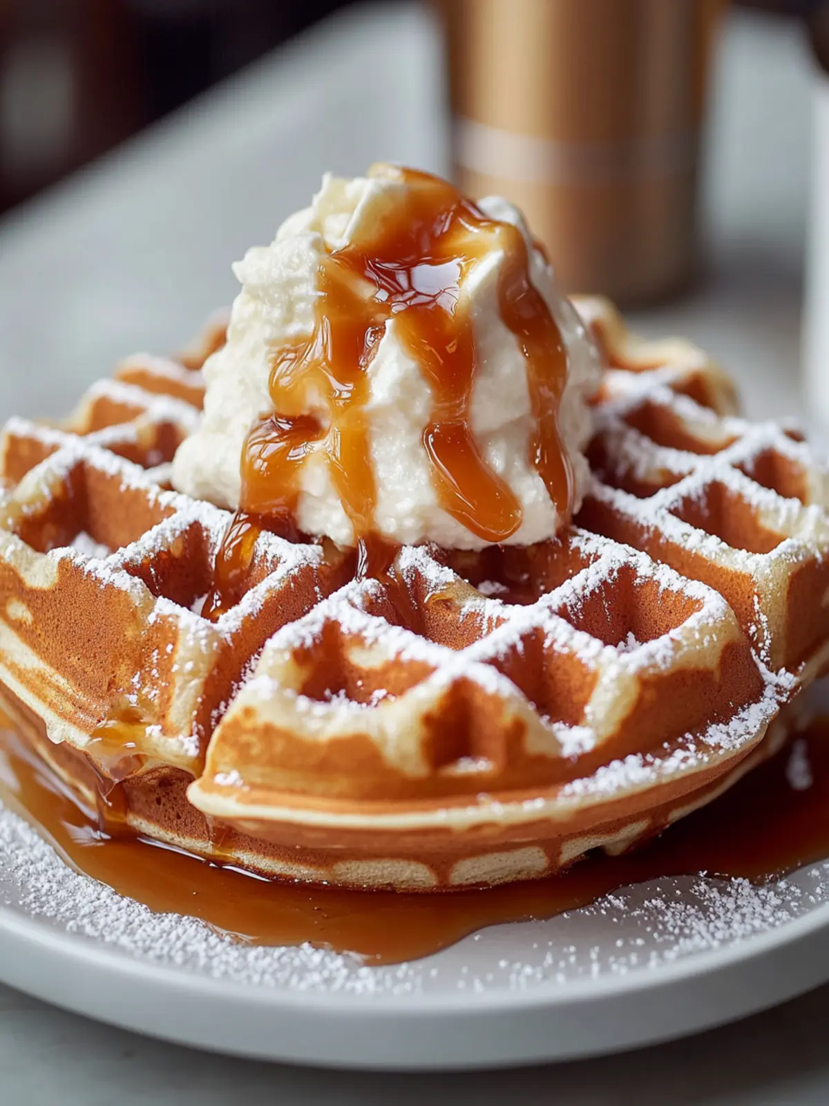 Caramel-Drizzled Brussels Waffle