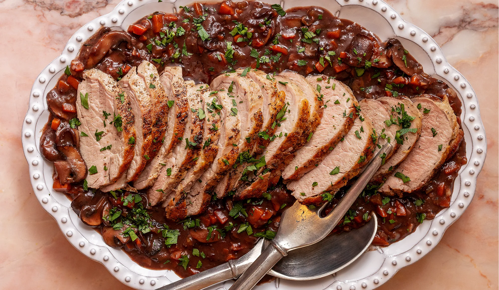 Rosemary-Glazed Pork Tenderloin with Red Wine Reduction