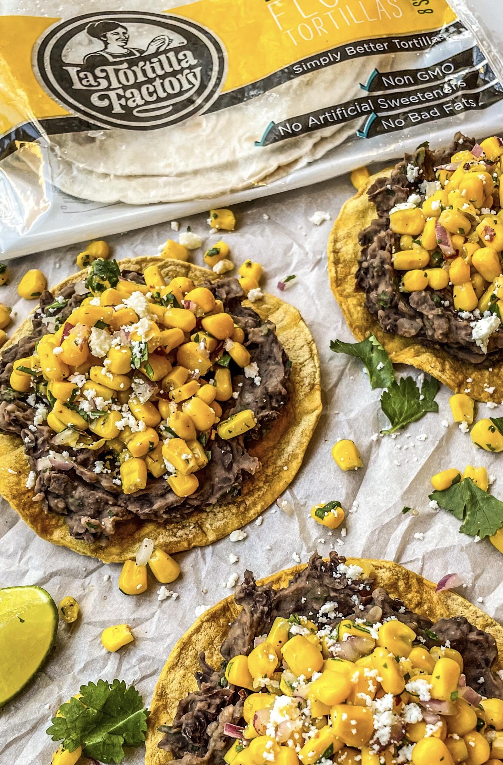 Puerto Rican-Style Sweet Corn and Black Bean Tostadas