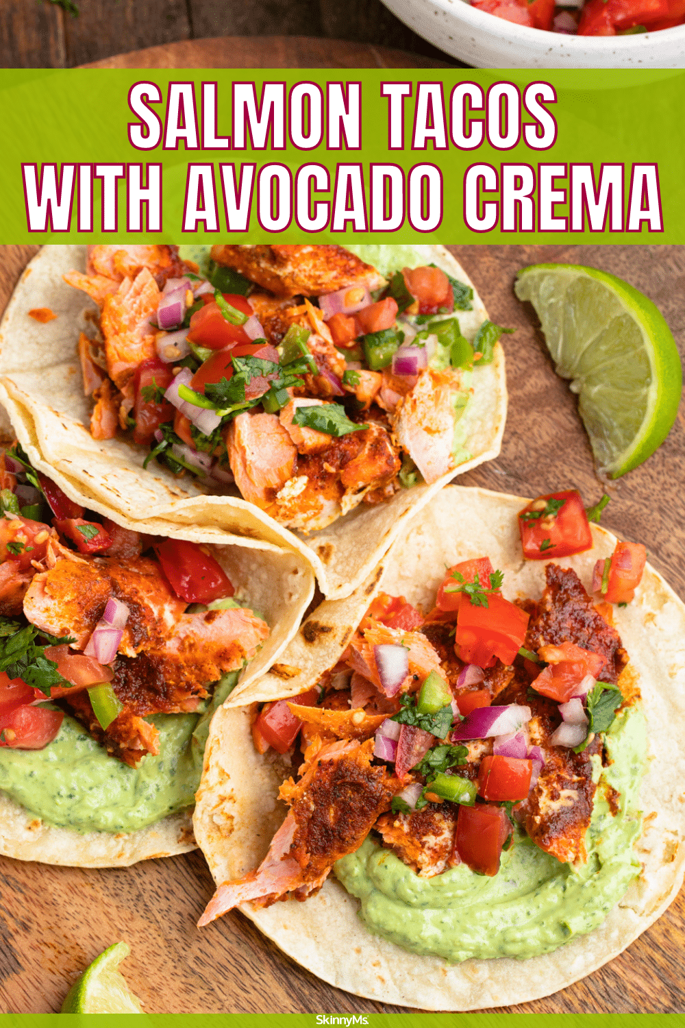 Chipotle-Smoked Salmon Tacos with Avocado Crema