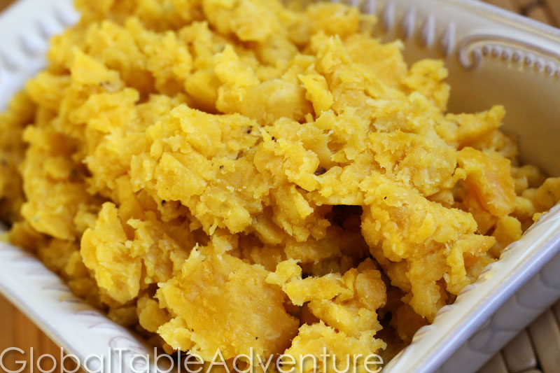 Garlic-Infused Mashed Plantains with Cheese