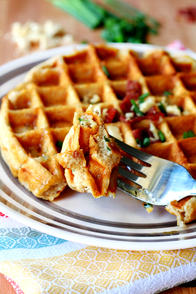 Savory Belgian Waffle with Gruyère and Ham