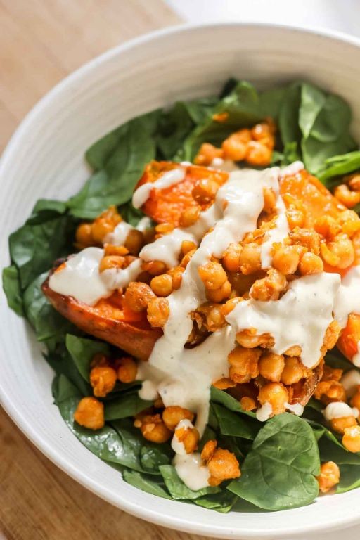 Chickpea and Harissa Roasted Sweet Potatoes