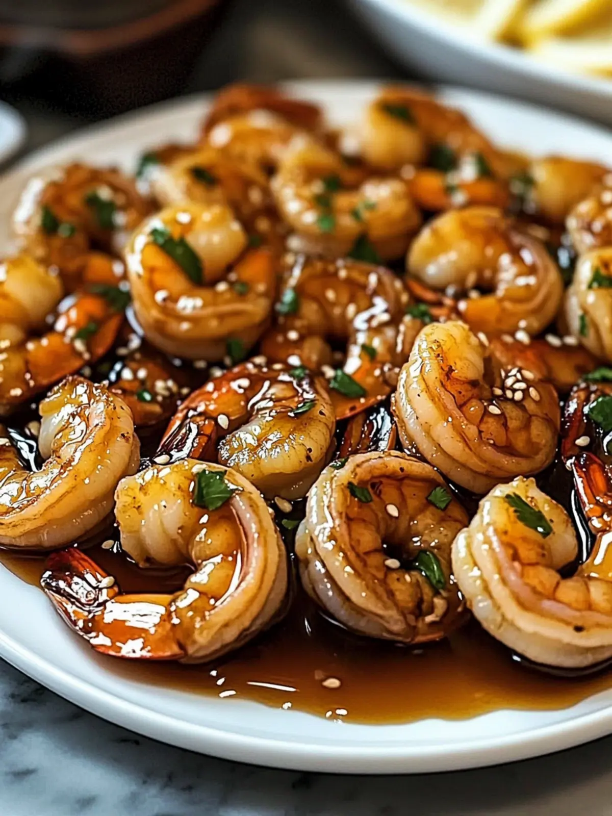 Garlic Ginger Soy Glazed Shrimp with Broccoli and Rice Noodles