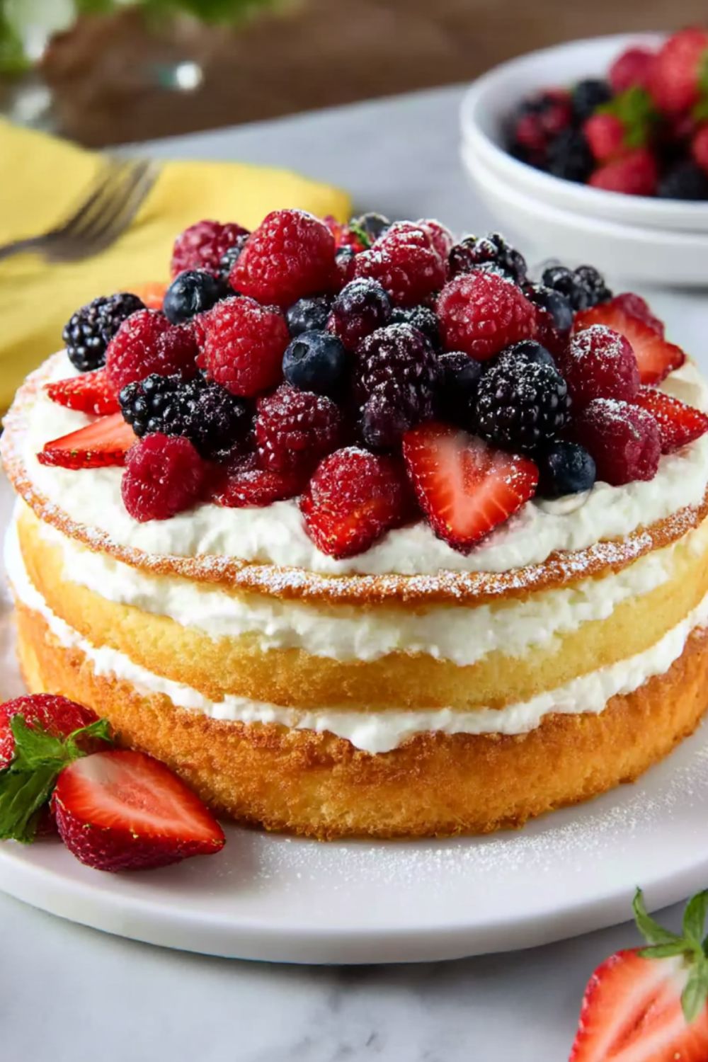 Fruit and Cream Layered Cake