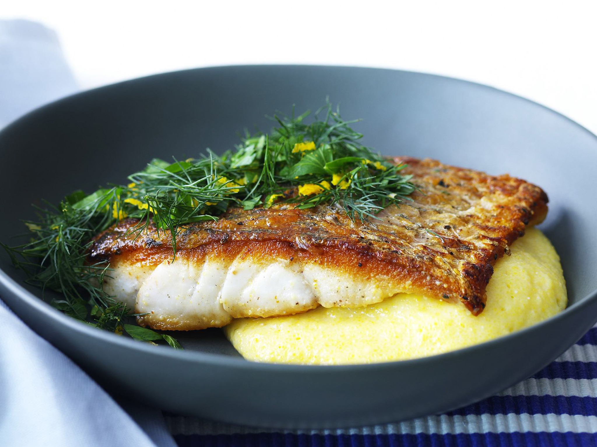 Lemon-Dill Grilled Fish with Polenta