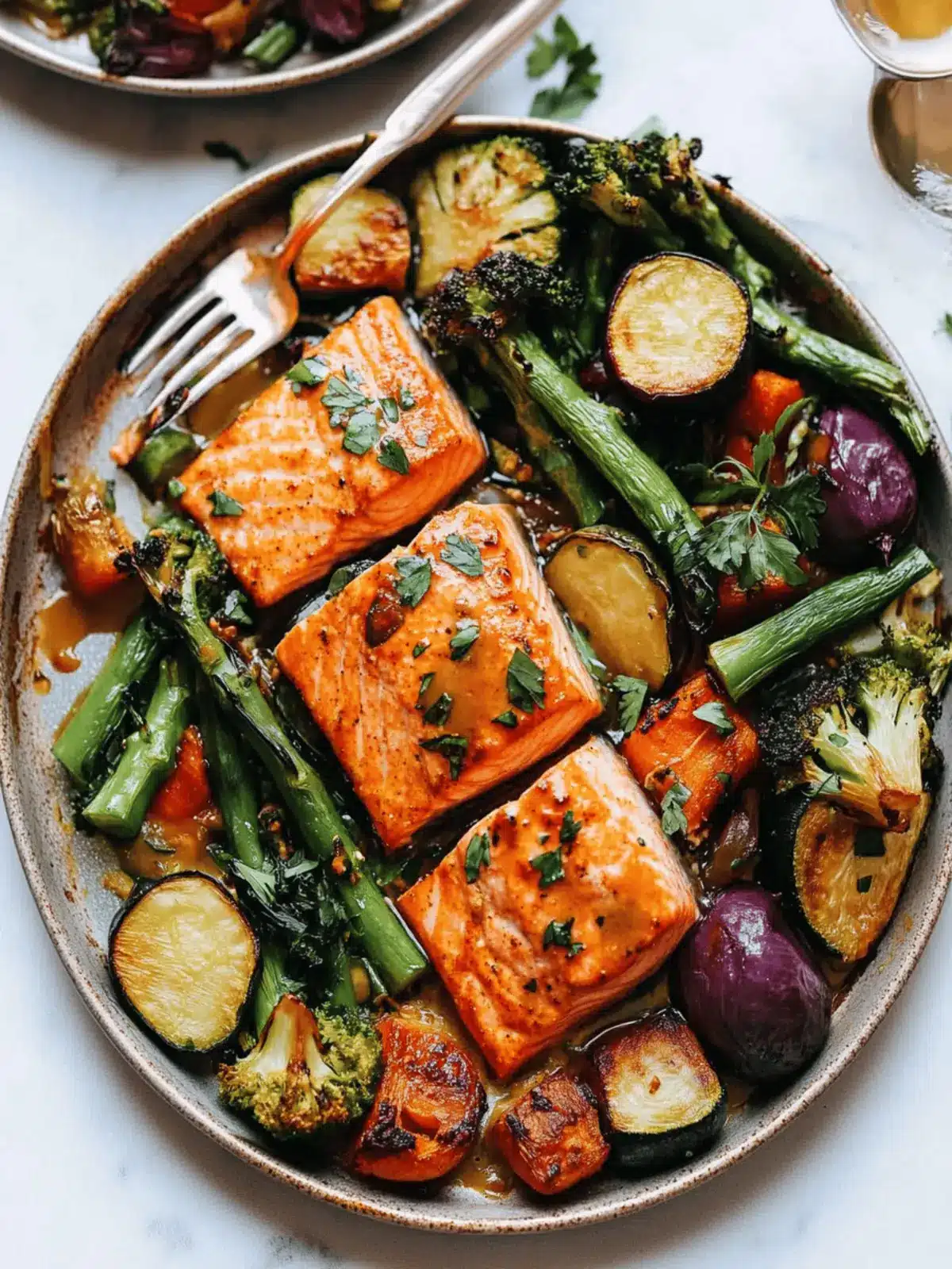 Sheet Pan Miso-Glazed Salmon with Sesame-Scallion Veggies