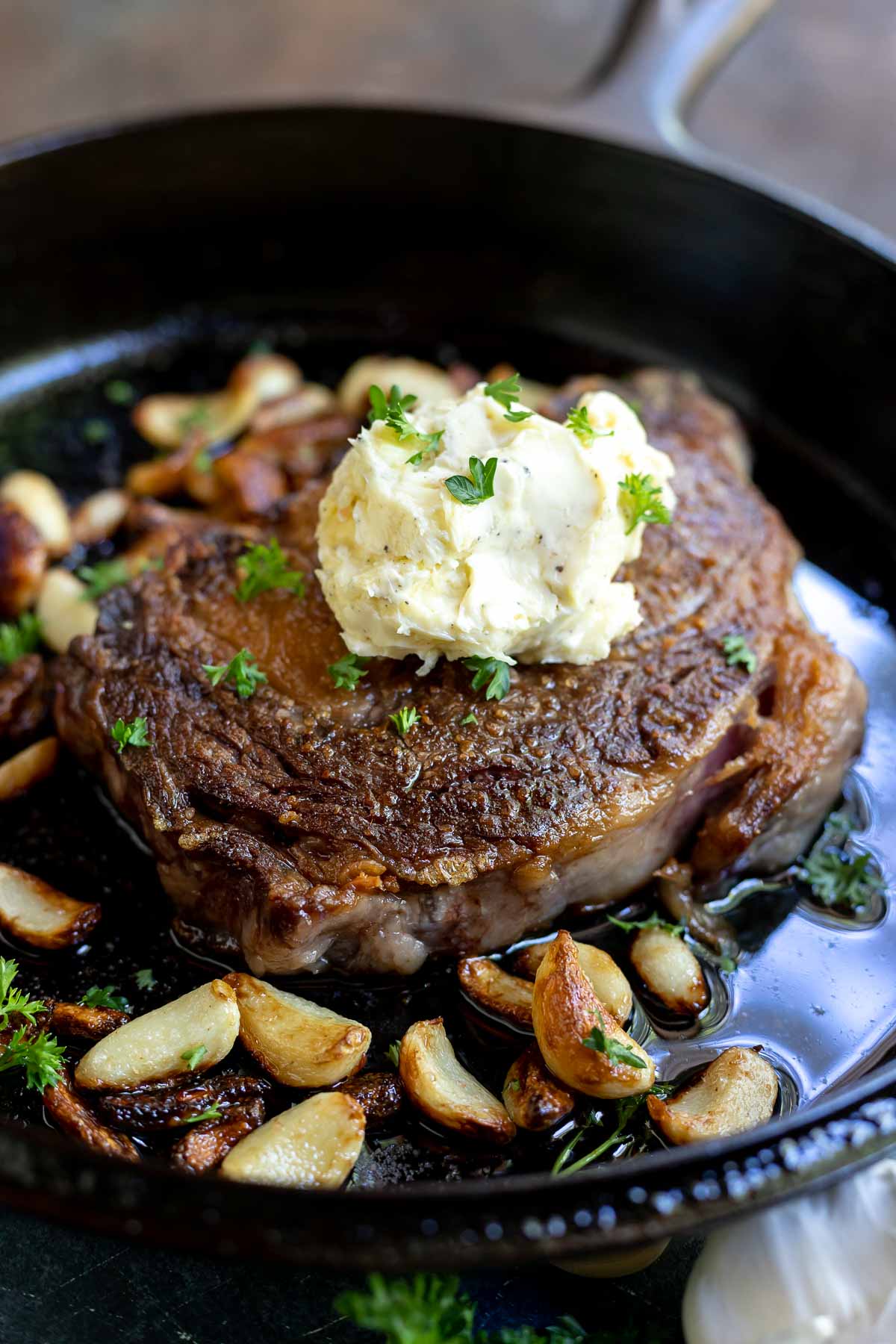 Sear-Grilled Ribeye Steak with Garlic Butter