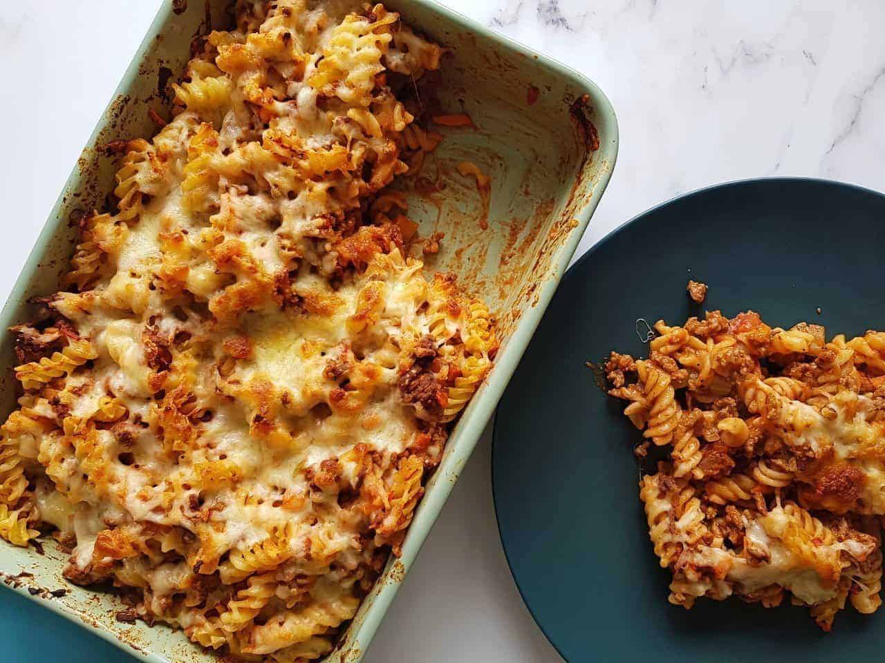 Baked Pastelón with Ground Beef and Tomato Sauce