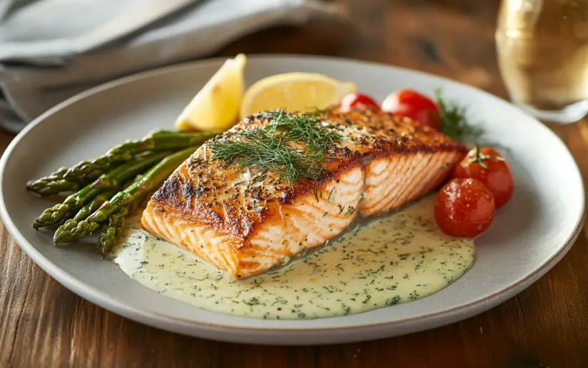 Chermoula-Spiced Salmon with Lemon-Dill Sauce
