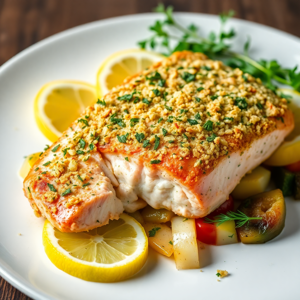 Herb-Crusted Baked Salmon with Asparagus