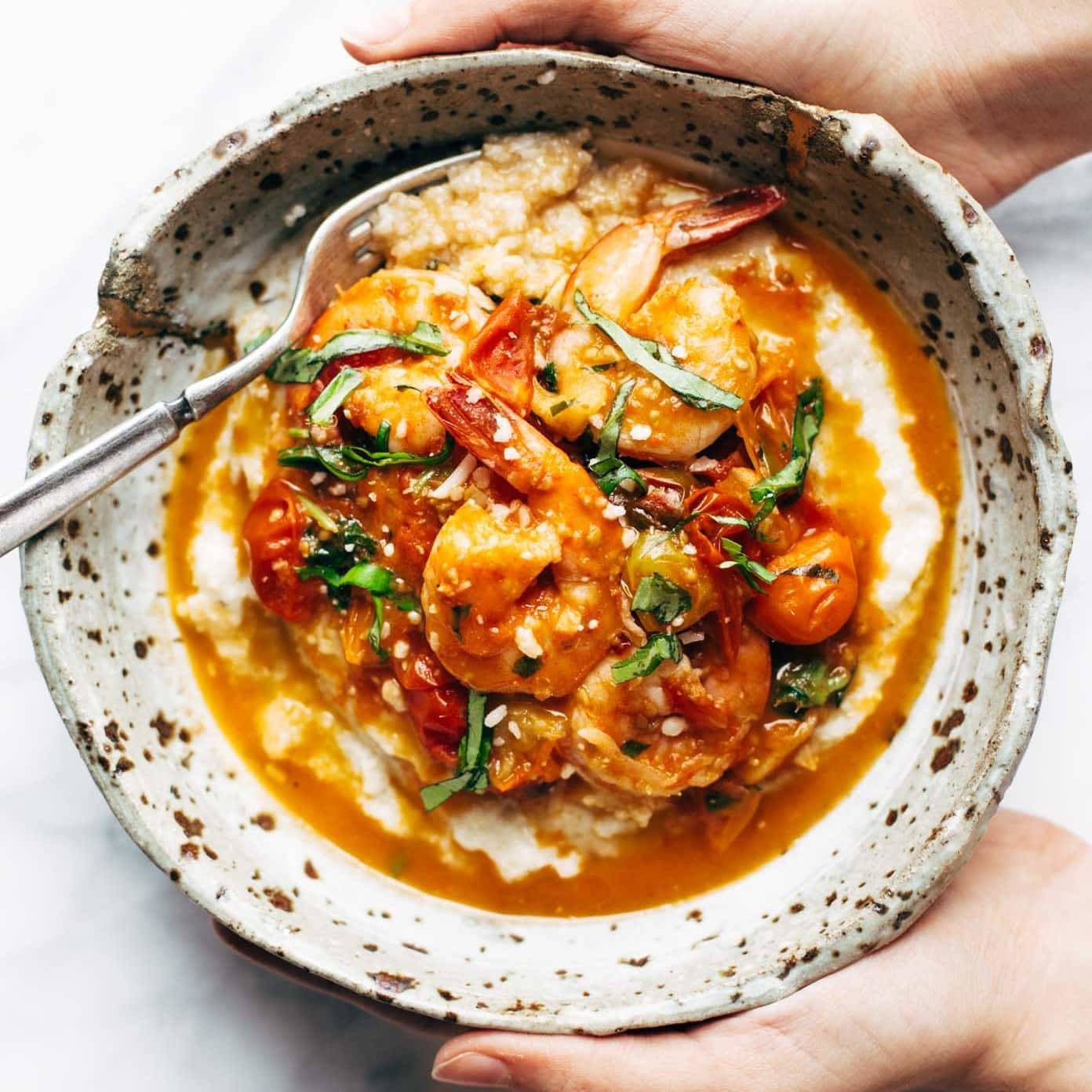 Shrimp and Avocado Grits