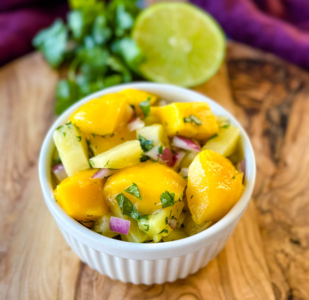 Pineapple-Mango Salad with Lime-Cilantro Dressing