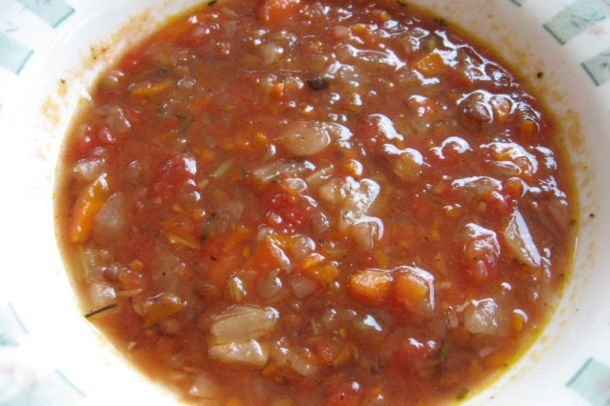 Herbed Lentil Soup with Houseplant Greens