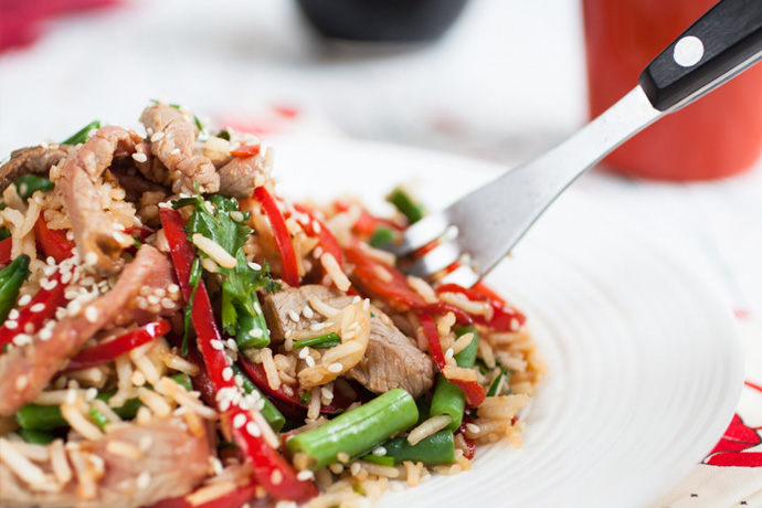 Beef and Vegetable Fried Rice with Sesame