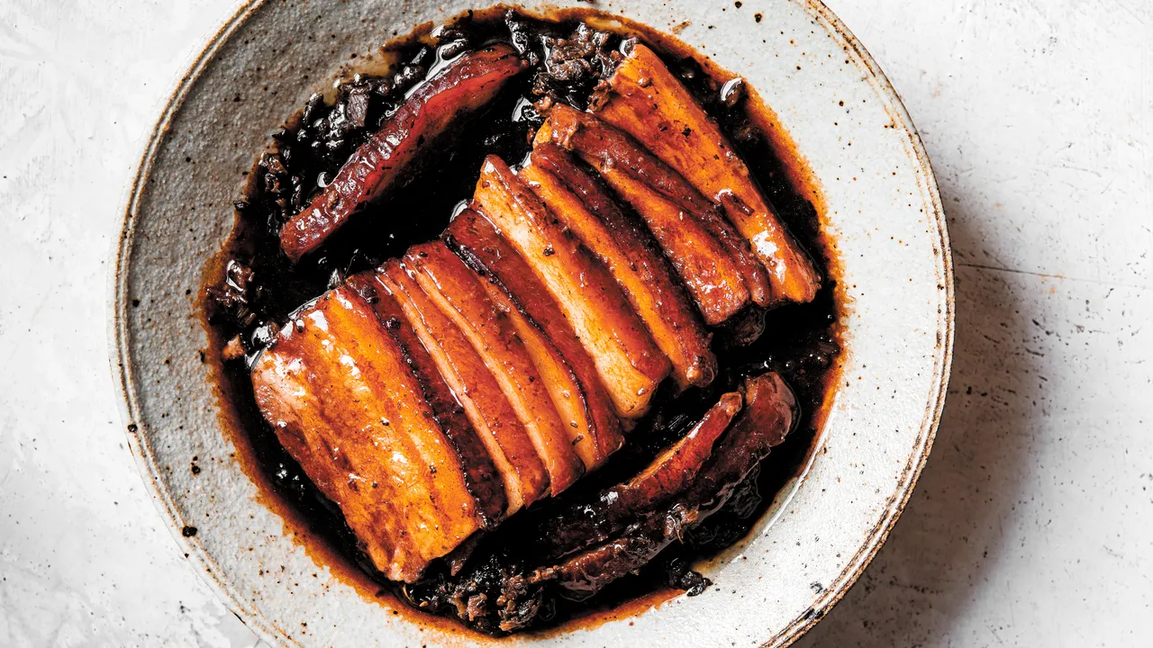 Sautéed Pork Belly with Preserved Mustard Greens and Dried Chilies