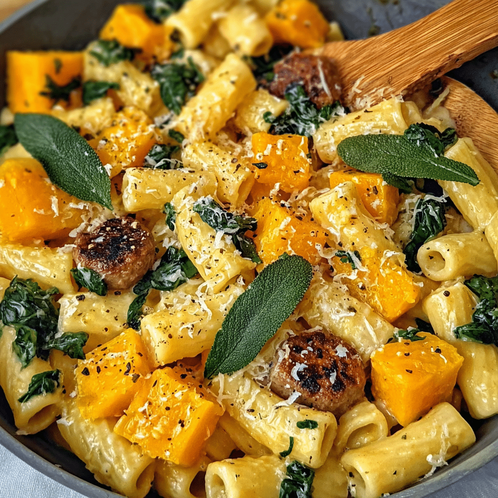 Pasta with Blended Butternut Squash and Fresh Basil