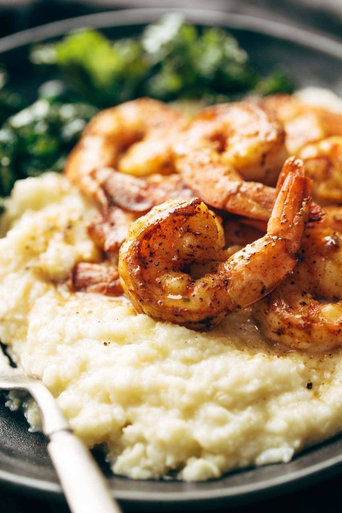 Garlic-Infused Plantain Mash with Shrimp