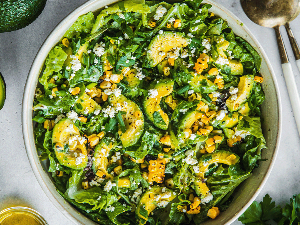 Tossed Avocado and Feta Salad with Lemon Vinaigrette