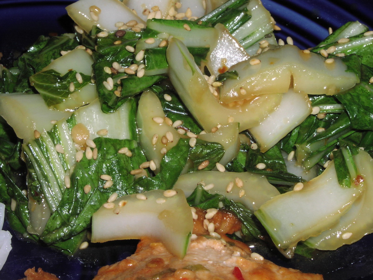 Sesame-Ginger Stir-Fried Bok Choy and Snow Peas