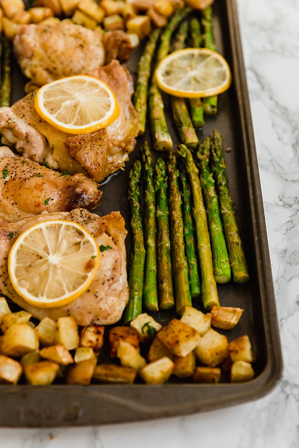 One-Pan Lemon Chicken Thighs with Asparagus