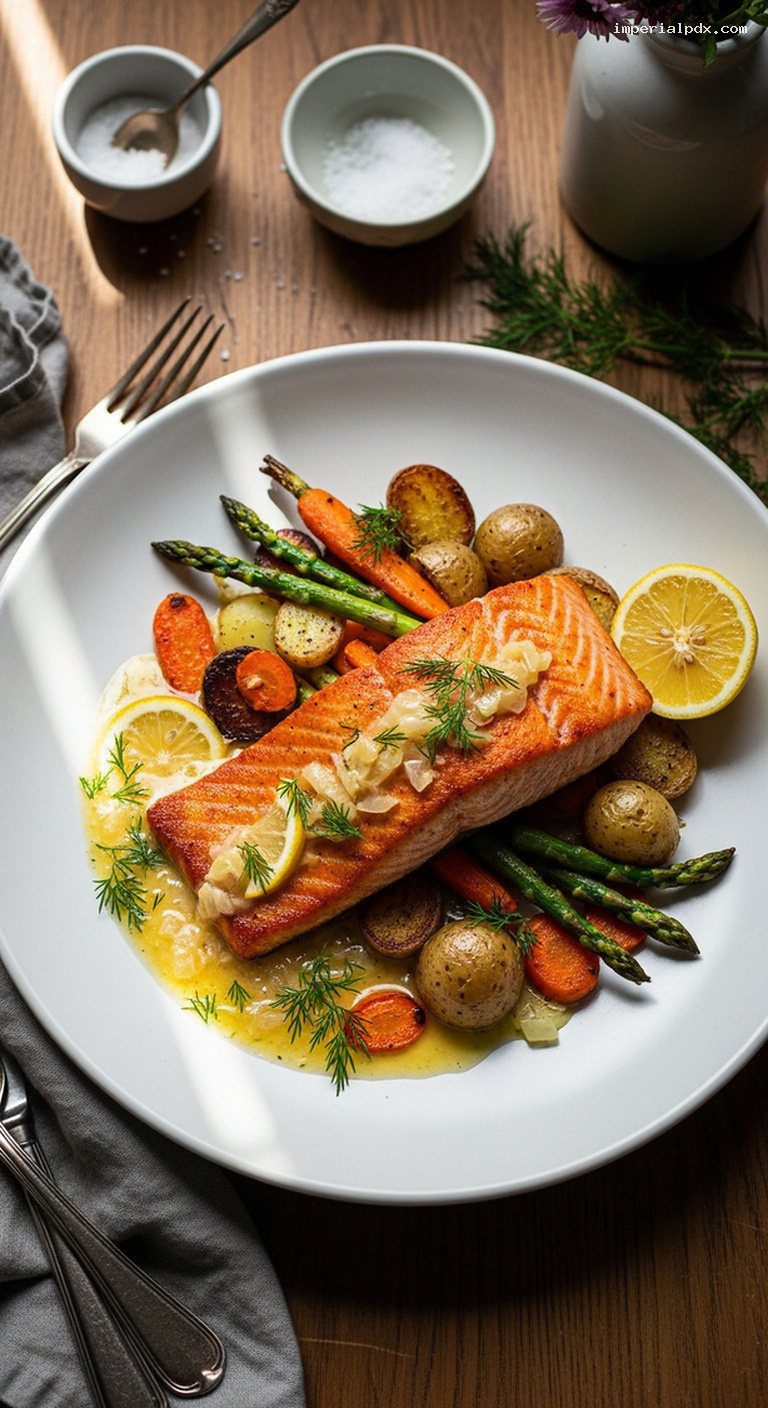 Pan-Seared Salmon with Dill-Pepper Crust and Lemon Beurre Blanc