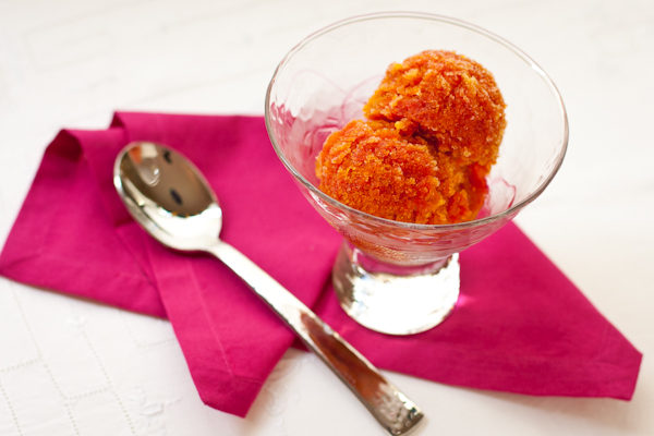 Prickly Pear Sorbet with Lime Zest
