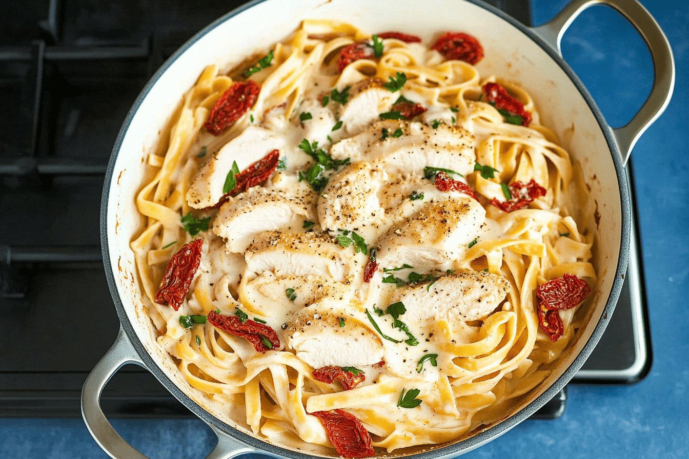 Fresh Basil and Sun-Dried Tomato Fettuccine