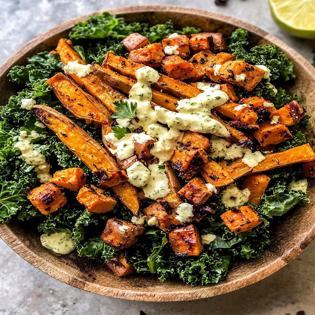 Honey-Roasted Sweet Potato and Kale Salad
