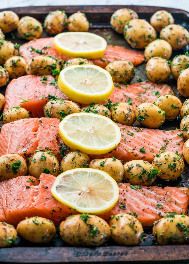 Sheet Pan Lemon-Dill Salmon with Roasted Potatoes