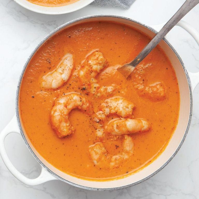 Heirloom Tomato and Shrimp Bisque
