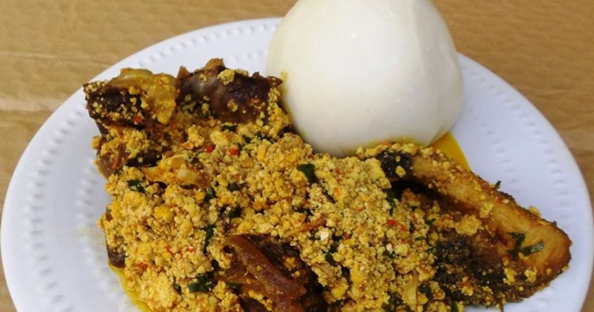 Slow-Cooked Yam and Egusi Soup with Palm Oil and Thyme