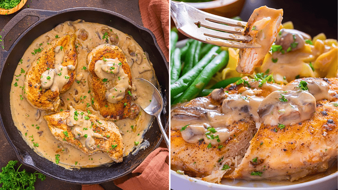 Mushroom Chicken Skillet with Heavy Cream