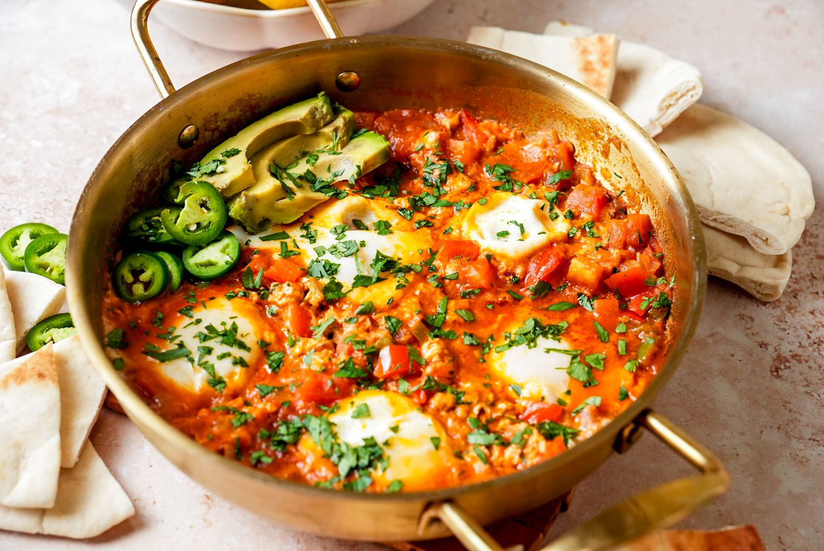 Authentic Shakshuka with Tomato-Bell Pepper Sauce