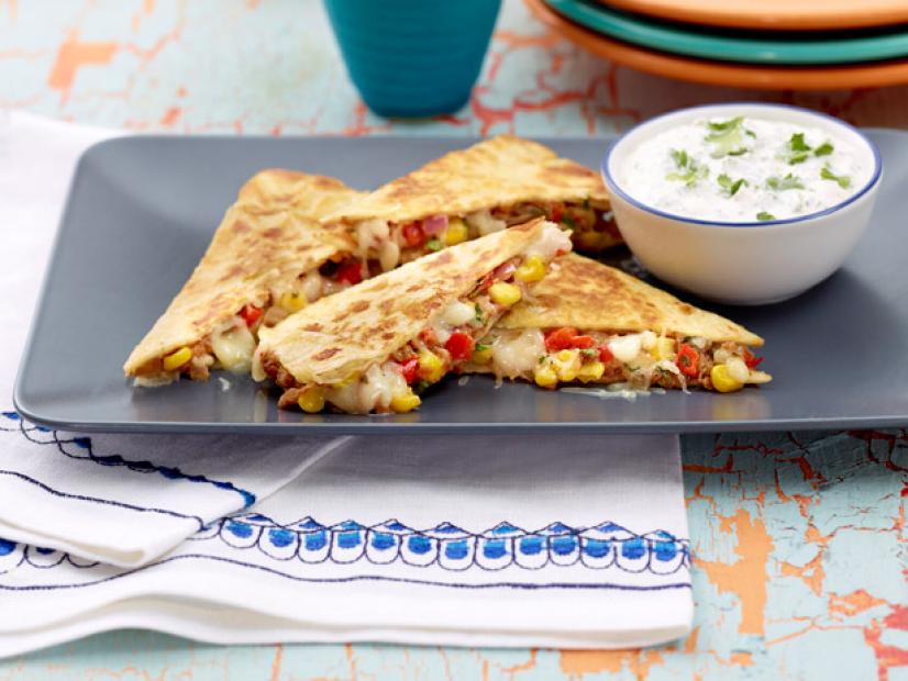 Southwestern Veggie Quesadillas with Honey-Cinnamon Dip