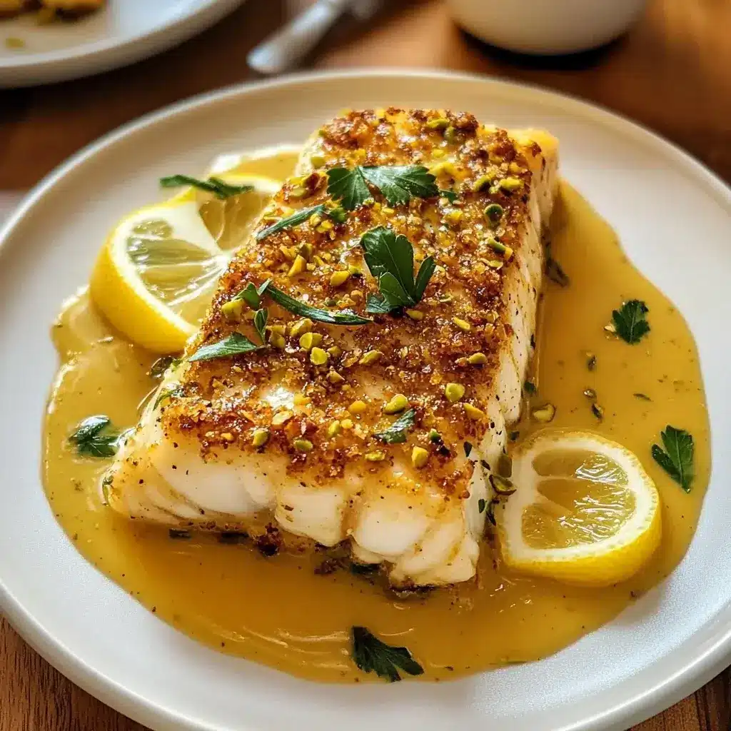Caper-Pistachio Crusted Cod with Lemon