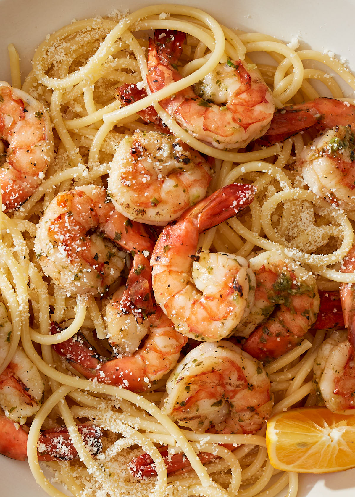 Bucatini with Garlic-Pepper Shrimp and Lemon Zest