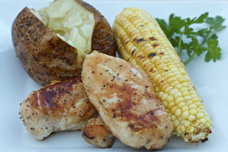 Mesquite-Grilled Chicken with Roasted Corn and Jalapeño Salsa