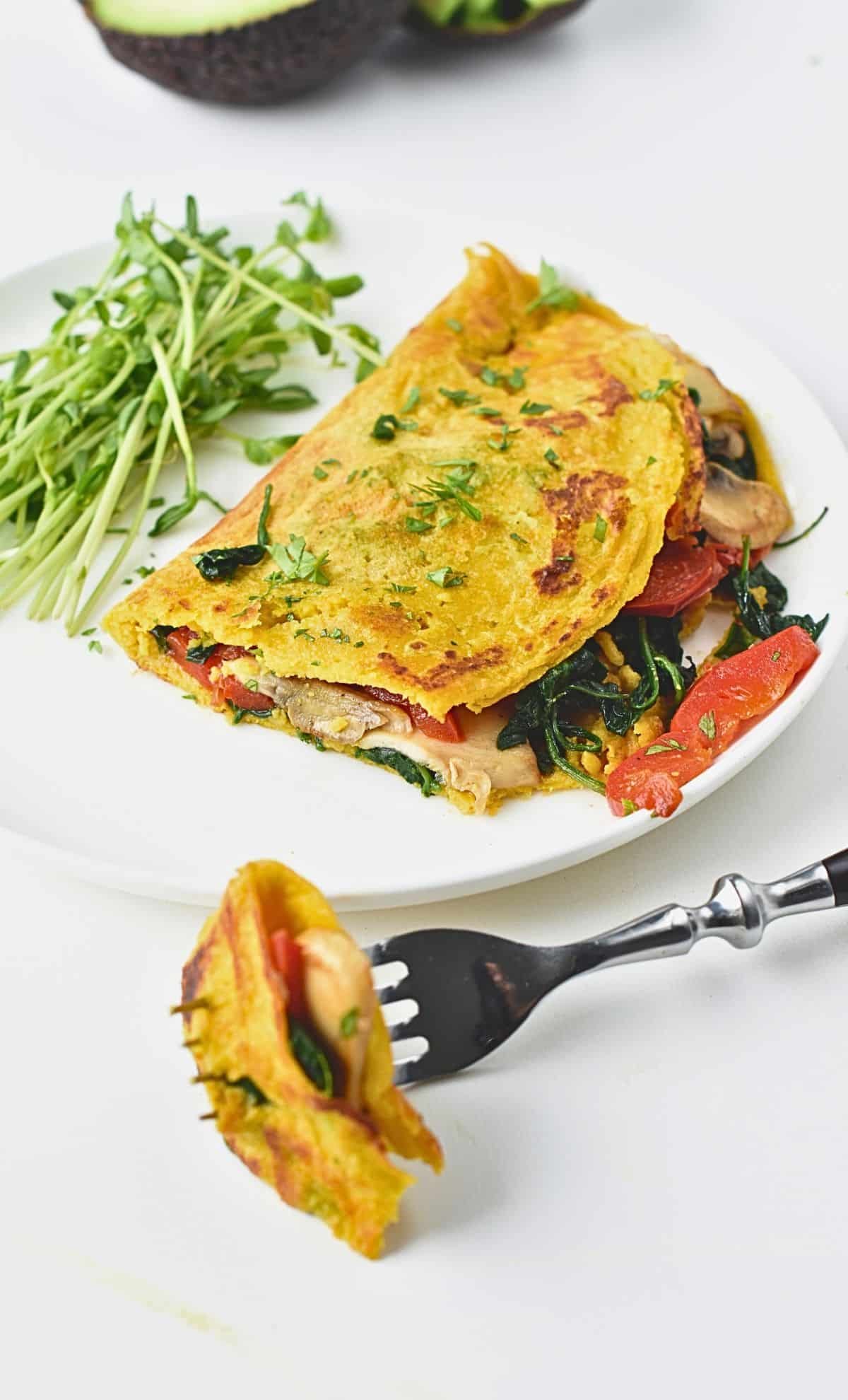 Savory Chickpea Flour Omelette with Spinach