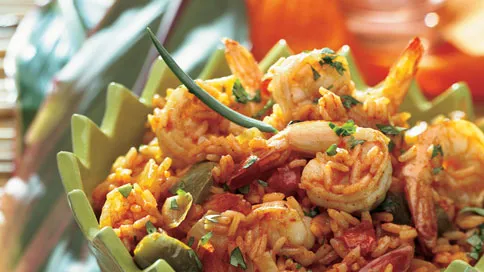 Saffron-Infused Rice with Shrimp and Peppers